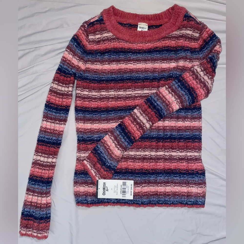 BRAND NEW OshKosh B’Gosh Cozy Striped Sweater for Girls Size 6/6X